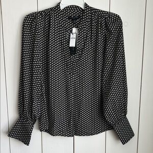 Banana Republic Black & White Micro Geometric Blouse